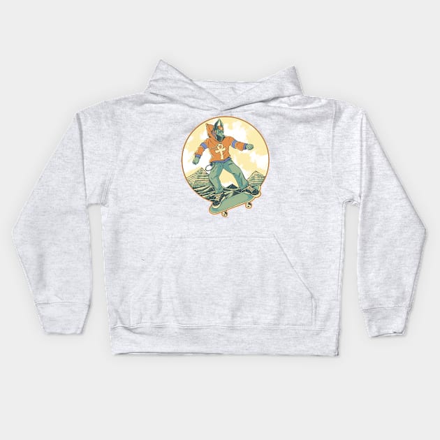 Anubis skate Kids Hoodie by phsycartwork